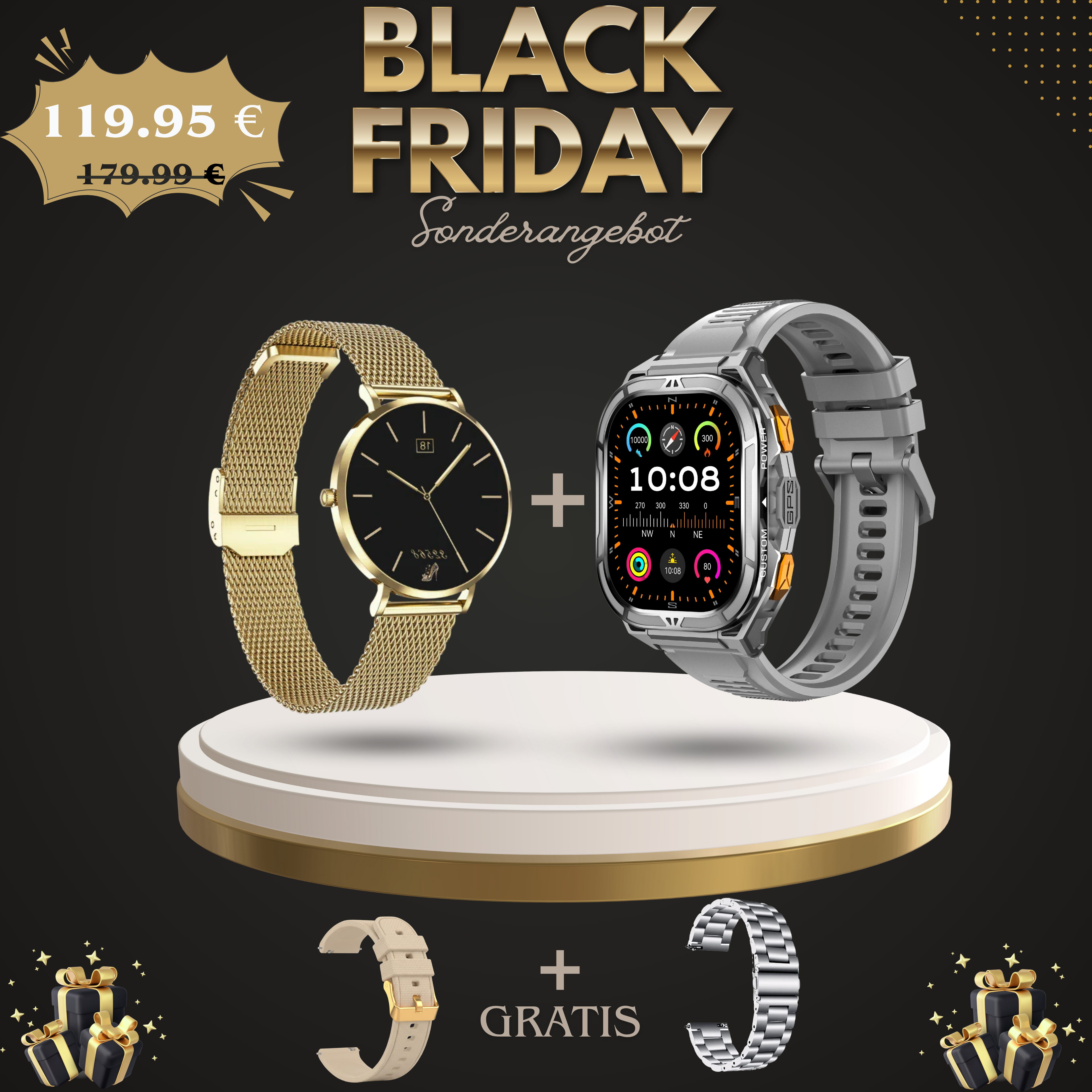 Black Friday - Paar-Bündel Smartwatches